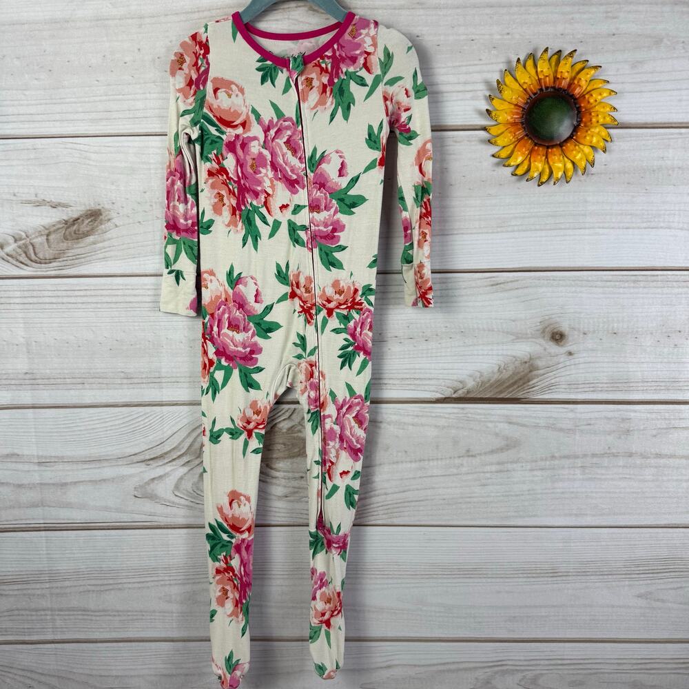 free birdies cloud peonies bamboo zip footie 18-24M